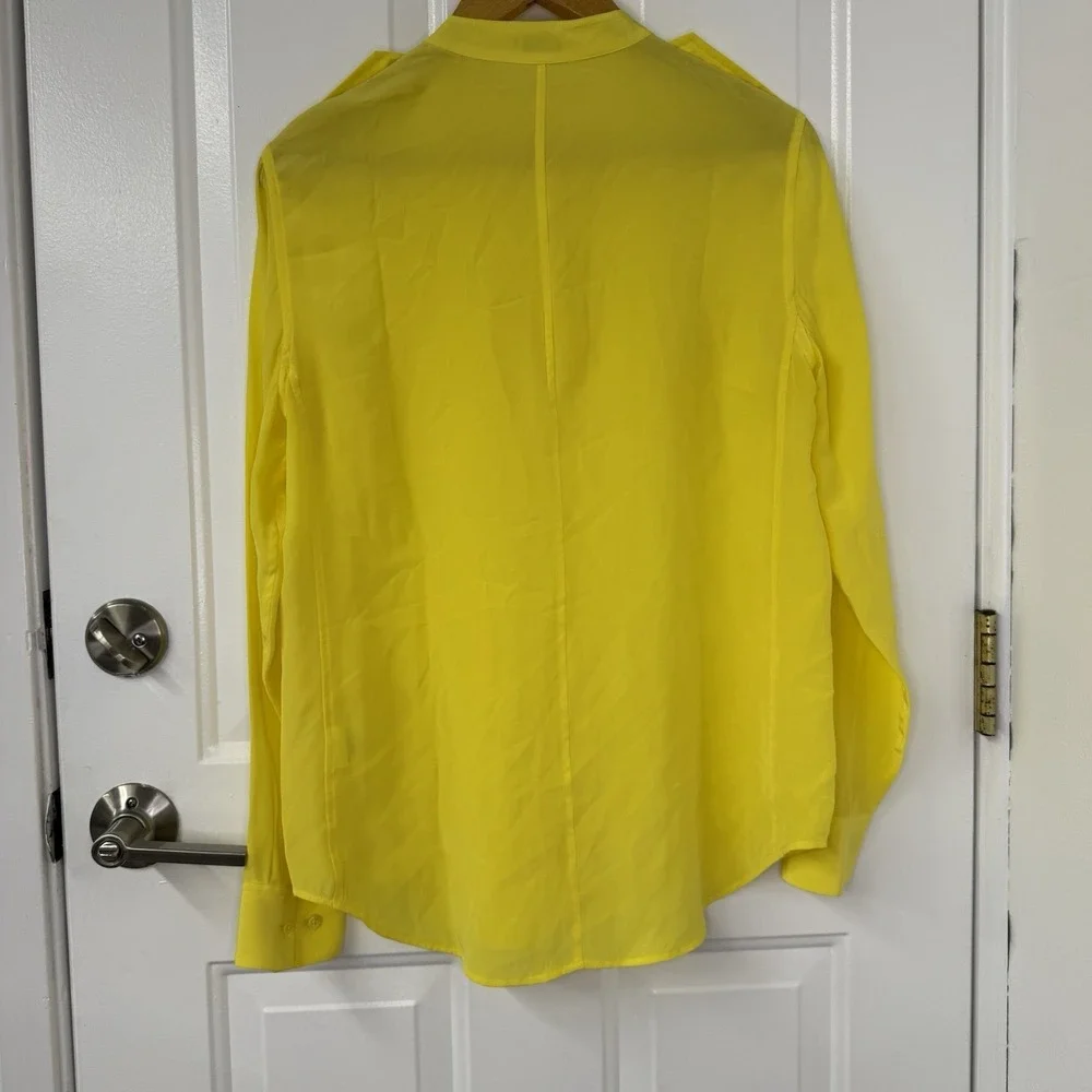 EQUIPMENT Women's Slim Signature‎ Silk Blouse in Yellow 2 Pockets $258 Size S